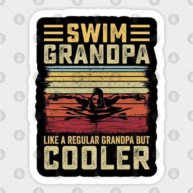 Swim Grandpa - Retro Sunset Swimmer Design Sticker by Otaku Vibes